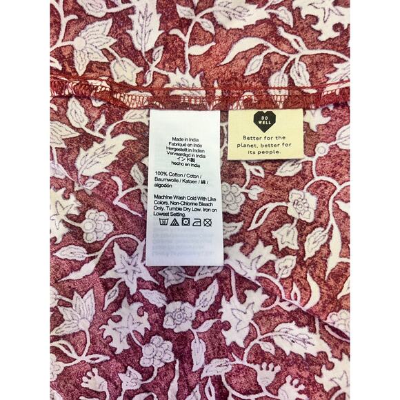 Madewell Wrap Dress Sz S Red Floral‎ Cotton Short Sleeve V-Neck Casual Cottage - Picture 8 of 15